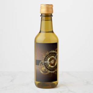 Étiquettes Pour Bouteilles De Vin Horloge Steampunk avec des engrenages anciens