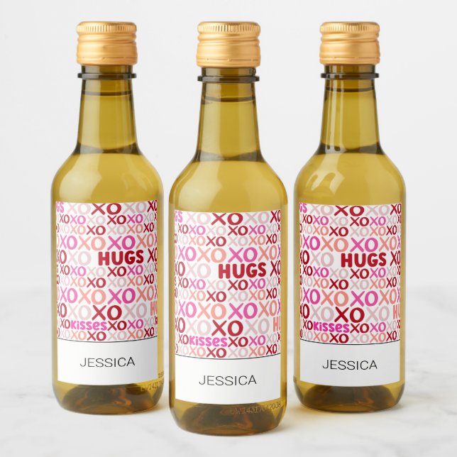 Étiquettes Pour Bouteilles De Vin Hugs et baisers rose rouge Galentine XOXO Girfrien (Bouteilles)