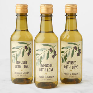 Étiquettes Pour Bouteilles De Vin Huile d'olive rustique Mariage infusée de feuillag