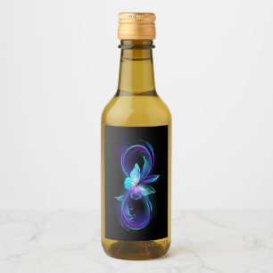Étiquettes Pour Bouteilles De Vin Infinité brillante avec papillon magique