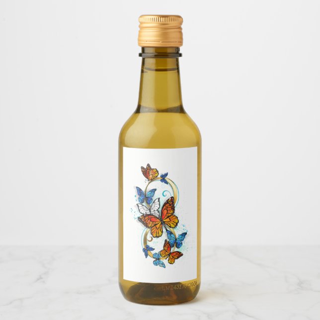 Étiquettes Pour Bouteilles De Vin Infinité de papillons monarques (Devant)