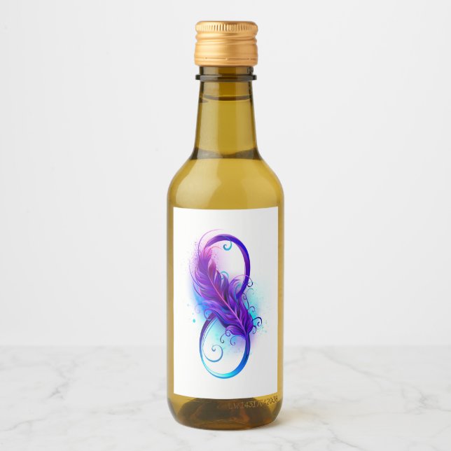 Étiquettes Pour Bouteilles De Vin Infinity with purple feather (Devant)