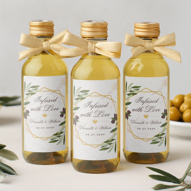 Étiquettes Pour Bouteilles De Vin Infusé avec amour Huile d'olive Mariage Faveurs Fo (Créateur téléchargé)