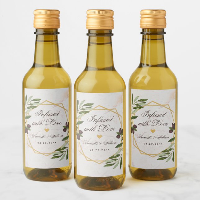 Étiquettes Pour Bouteilles De Vin Infusé avec amour Huile d'olive Mariage Faveurs Fo (Bouteilles)