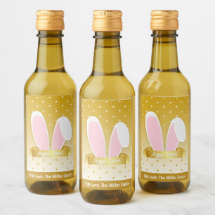 Étiquettes Pour Bouteilles De Vin Joyeux Bunny de Pâques Golden Blue Mini ensemble d