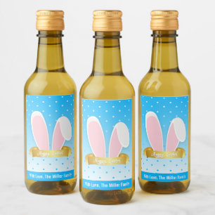 Étiquettes Pour Bouteilles De Vin Joyeux Bunny Ears Bleu Mini Ensemble de Étiquettes