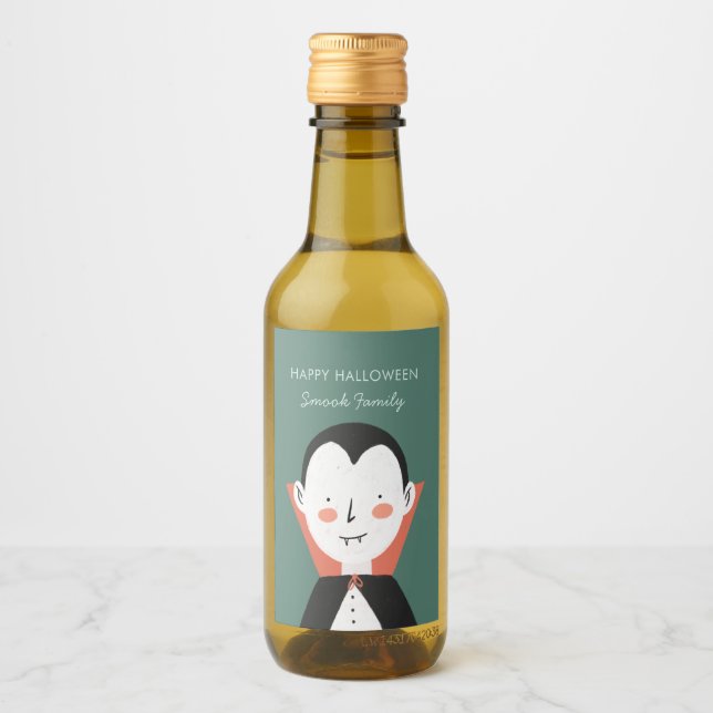 Étiquettes Pour Bouteilles De Vin Joyeux Halloween Dracula (Devant)