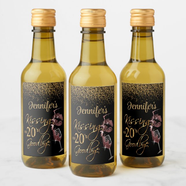 Étiquettes Pour Bouteilles De Vin Kissing Her 20's Goodbye - 30e anniversaire (Bouteilles)