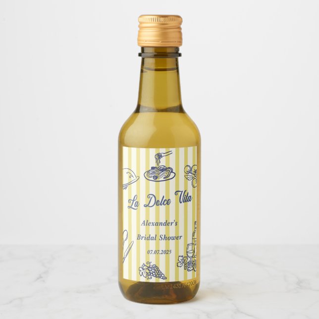 Étiquettes Pour Bouteilles De Vin La Dolce Vita Fête de Fiançailles Italienne  (Devant)