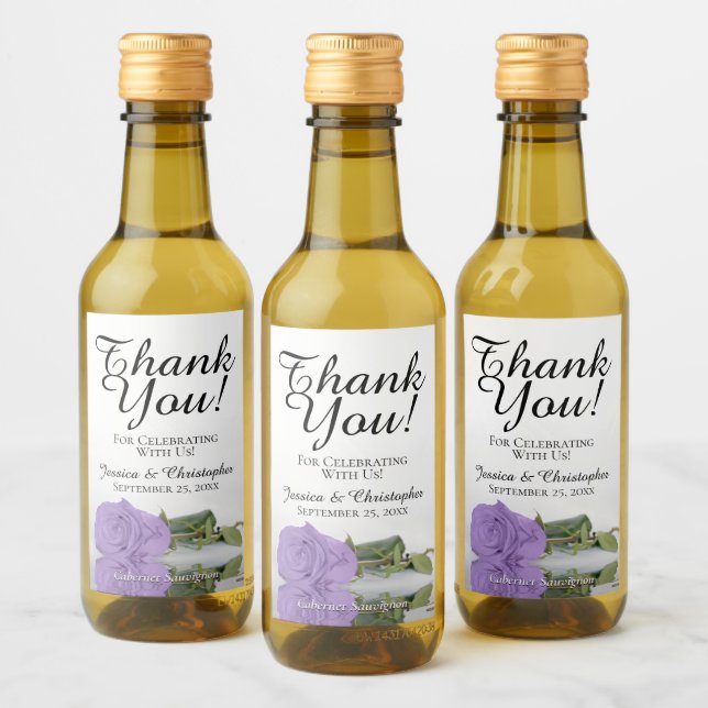 Étiquettes Pour Bouteilles De Vin Lavande violet Rose chic Mariage Merci Mini (Bouteilles)