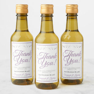 Étiquettes Pour Bouteilles De Vin Lavender Purple & Gray Wedding Thank You Mini