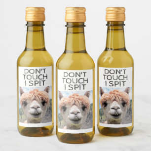 Étiquettes Pour Bouteilles De Vin Le lama drôle d'alpaga ne me touchent pas crachen