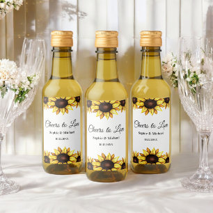 Étiquettes Pour Bouteilles De Vin Le Mariage de tournesol salue Floral