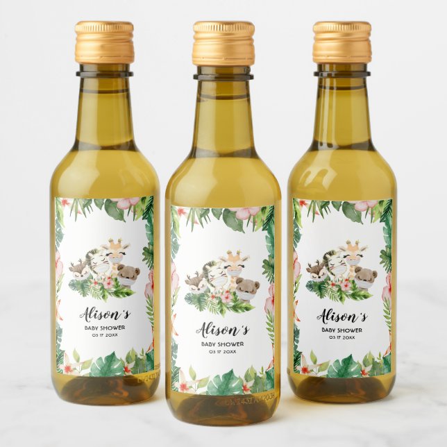 Étiquettes Pour Bouteilles De Vin Les amis Safari traversent | Baby shower Mini (Bouteilles)