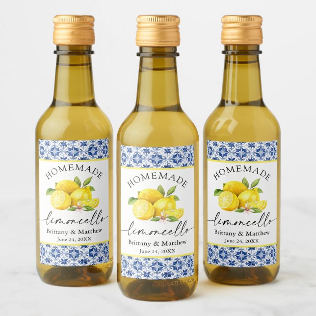 Étiquettes Pour Bouteilles De Vin Limoncello Calligraphie Aquarelle Citrons Carrelag (Bouteilles)