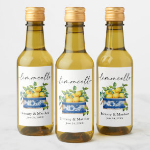 Étiquettes Pour Bouteilles De Vin Limoncello Calligraphie Aquarelle Lemons Box Mini