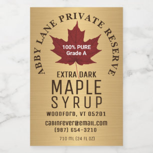 Étiquettes Pour Bouteilles De Vin Logo circulaire de sirop d'érable à feuilles rouge
