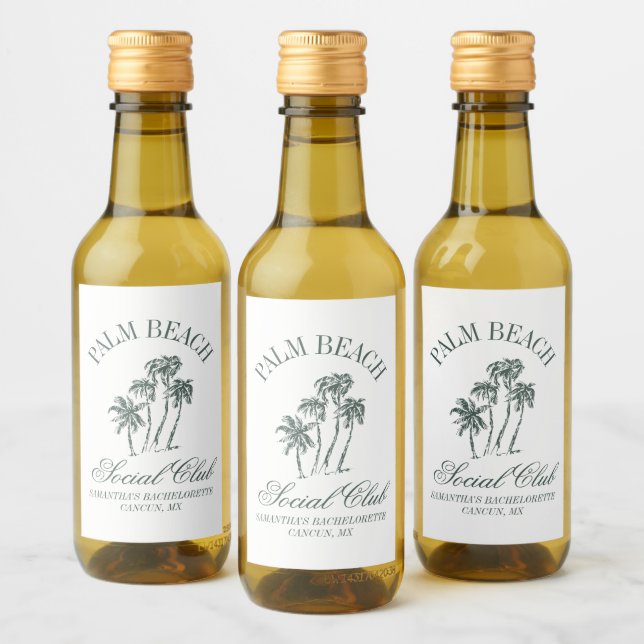 Étiquettes Pour Bouteilles De Vin Logo Club de plage social Retro Luxe pour enterrem (Bouteilles)