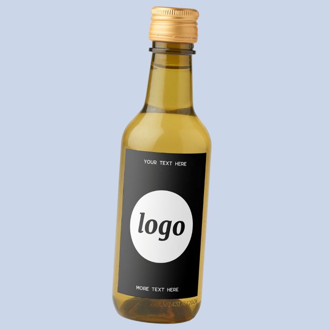 Étiquettes Pour Bouteilles De Vin Logo Simple Avec Texte Professionnel Promotionnel (Simple logo with custom text promotional business branding mini wine bottle label)