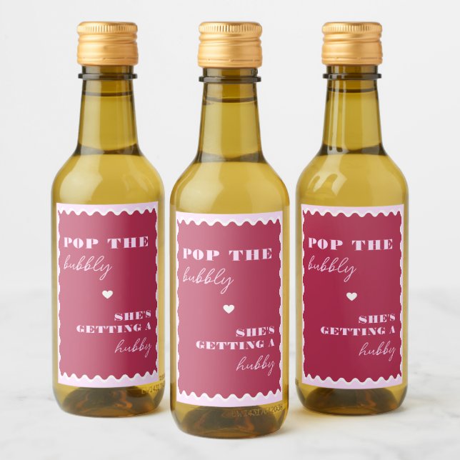 Étiquettes Pour Bouteilles De Vin Magenta Gras Faire sauter le Bouchon Elle Se Marie (Bouteilles)