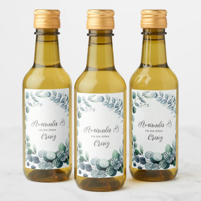 Étiquettes Pour Bouteilles De Vin Mariage de feuilles botaniques Eucalyptus (Bouteilles)