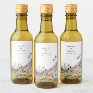 Étiquettes Pour Bouteilles De Vin Mariage de montagne Rustique Fleur sauvage aquarel