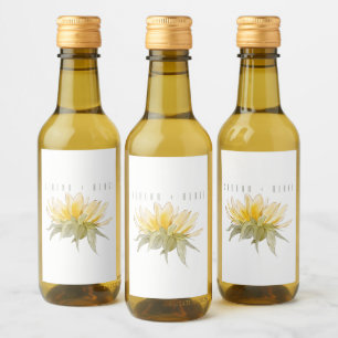 Étiquettes Pour Bouteilles De Vin Mariage de tournesol de luxe blanc