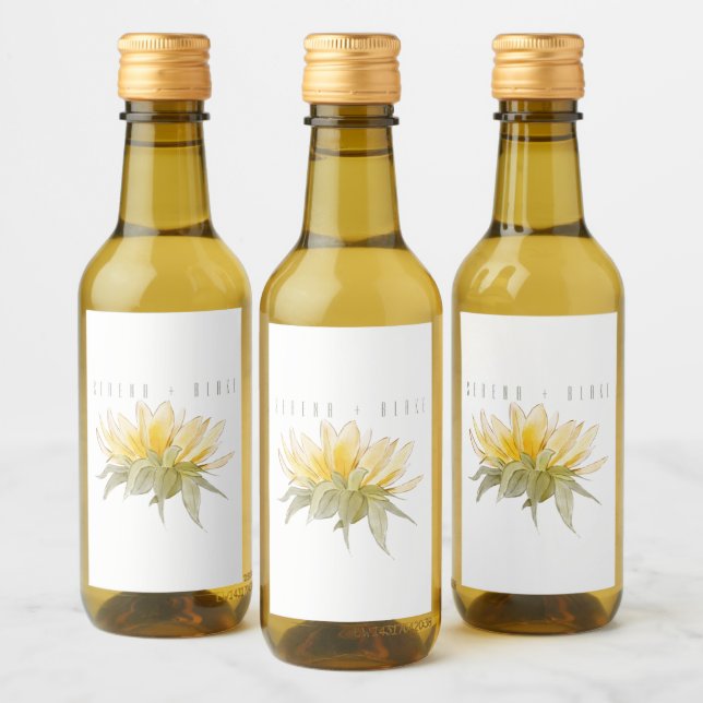 Étiquettes Pour Bouteilles De Vin Mariage de tournesol de luxe blanc (Bouteilles)
