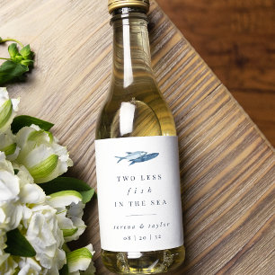 Étiquettes Pour Bouteilles De Vin Mariage Deux Moins de Poissons dans la Mer