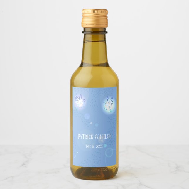 Étiquettes Pour Bouteilles De Vin Mariage Dove Blue Lighting (Devant)