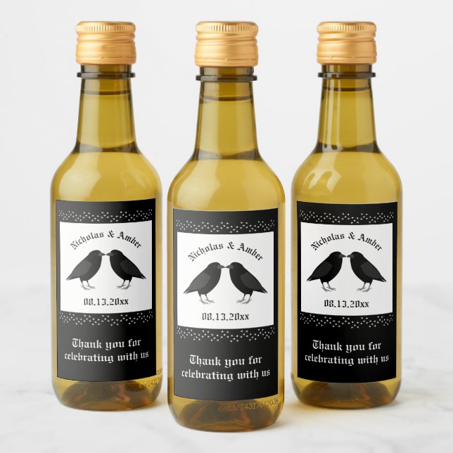 Étiquettes Pour Bouteilles De Vin Mariage gothique Baiser Ravens Personnalisé (Bouteilles)