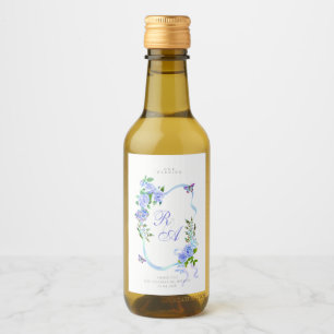 Étiquettes Pour Bouteilles De Vin Mariage Monogramme Ruban Bleu