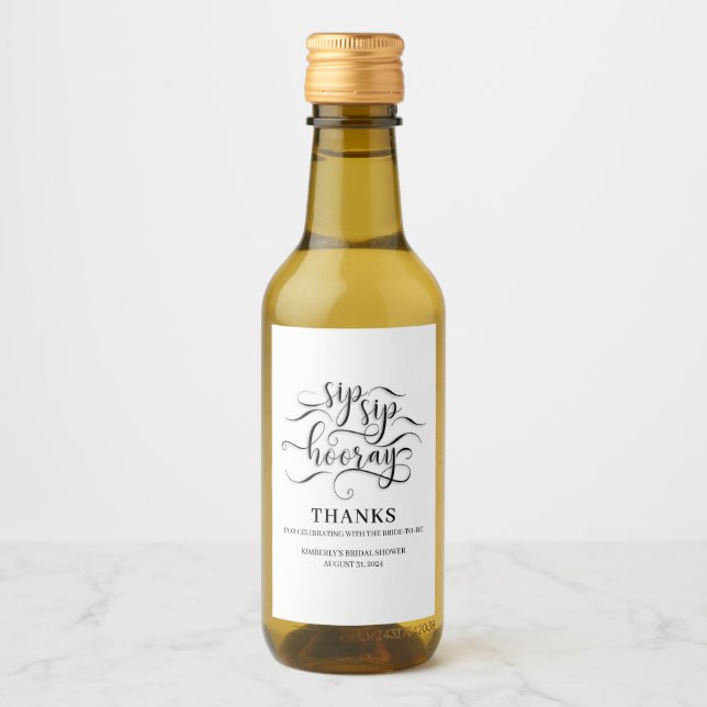 Étiquettes Pour Bouteilles De Vin Mariage ou fête prénuptiale Sip Sip Hooray (Devant)