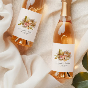 Étiquettes Pour Bouteilles De Vin Mariage Tropical Floral Vintage