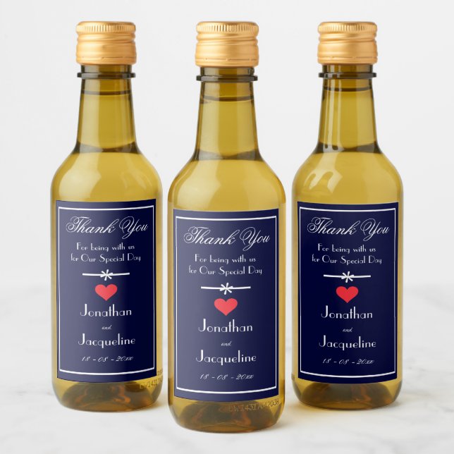 Étiquettes Pour Bouteilles De Vin Merci élégant Favor Ajouter vos noms mignon Mini (Bouteilles)