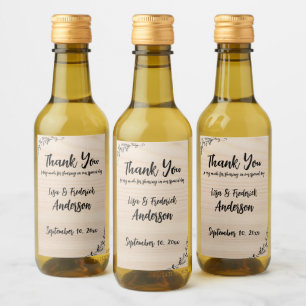 Étiquettes Pour Bouteilles De Vin Merci rustique customisé de Couple
