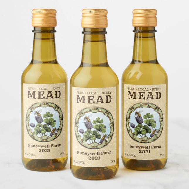 Étiquettes Pour Bouteilles De Vin Miel Mead Bead et Clover (Bouteilles)