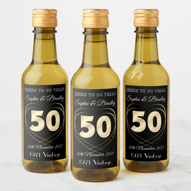 Étiquettes Pour Bouteilles De Vin Mini 50e anniversaire de Mariage personnalisé (Bouteilles)