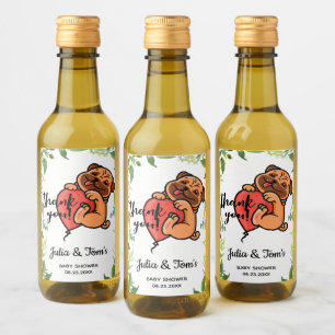 Étiquettes Pour Bouteilles De Vin Mini Baby shower Merci Carlin