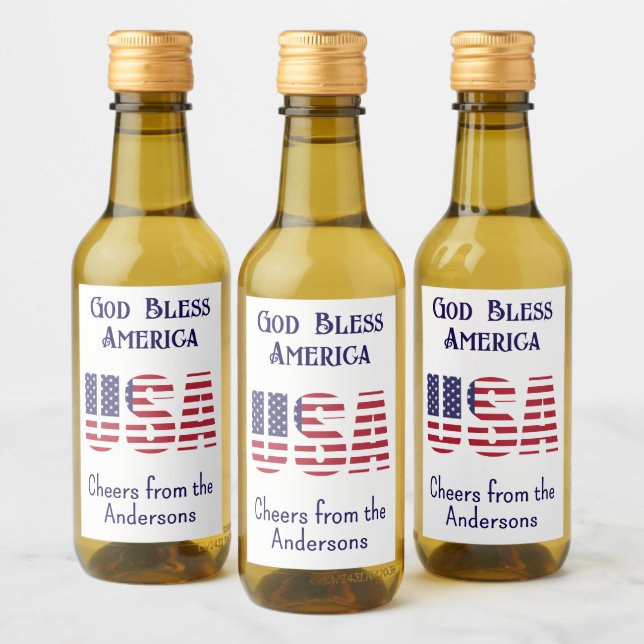 Étiquettes Pour Bouteilles De Vin Mini Bouteilles USA Drapeau 4 juillet Rouge Blanc  (Bouteilles)