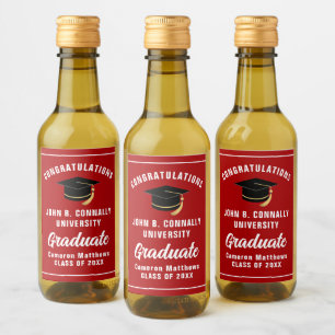 Étiquettes Pour Bouteilles De Vin Mini-fête de remise de diplômes personnalisée roug