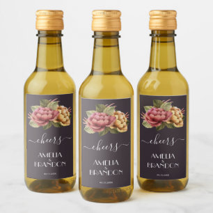 Étiquettes Pour Bouteilles De Vin Mini Mariage floral spectaculaire