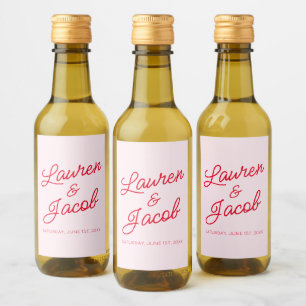 Étiquettes Pour Bouteilles De Vin Mini minimaliste minimaliste rose Mariage Mini