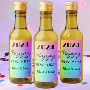 Étiquettes Pour Bouteilles De Vin Mini Modifier l'année Gradient Rainbow Happy NY 10