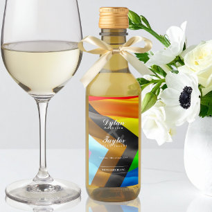 Étiquettes Pour Bouteilles De Vin Mini typographie du drapeau de fierté de mariage g