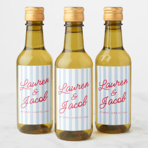 Étiquettes Pour Bouteilles De Vin Minimaliste Moderne Bandes Bleues Rouges Mariage M