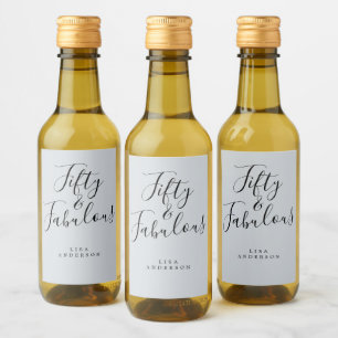 Étiquettes Pour Bouteilles De Vin Moderne 50 Fabuleux bleu Nom personnalisé 50e anni