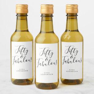Étiquettes Pour Bouteilles De Vin Moderne 50 Fabuleux Noir Blanc Nom 50e Anniversair