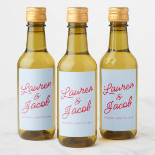 Étiquettes Pour Bouteilles De Vin Moderne Minimaliste Minimal Bleu Rouge Mariage Min