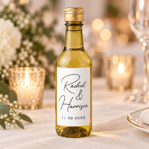 Étiquettes Pour Bouteilles De Vin Monogramme moderne Mariage de mariée et de chambre